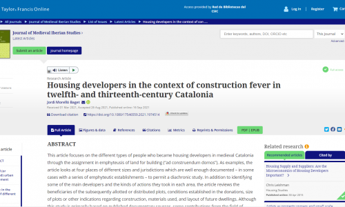 Housing developers in the context of construction fever in twelfth- and thirteenth-century Catalonia